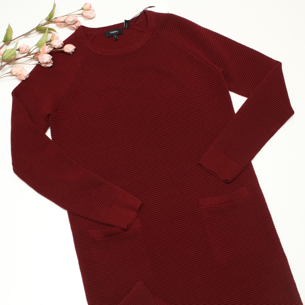 NWT Theory Crew Sweater Ribbed Dress Sz Small